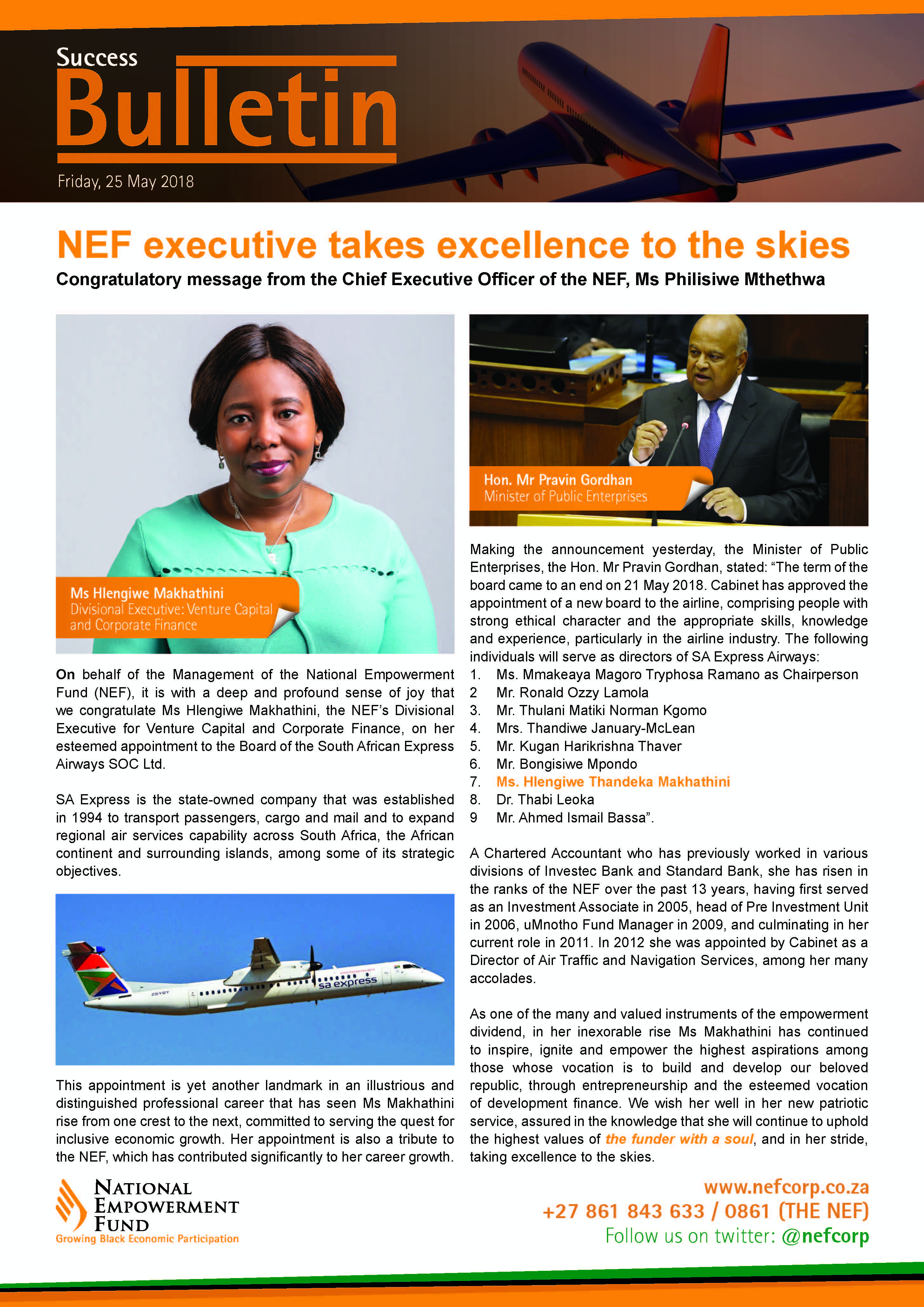 NEF Executive Takes Excellence To The Skies