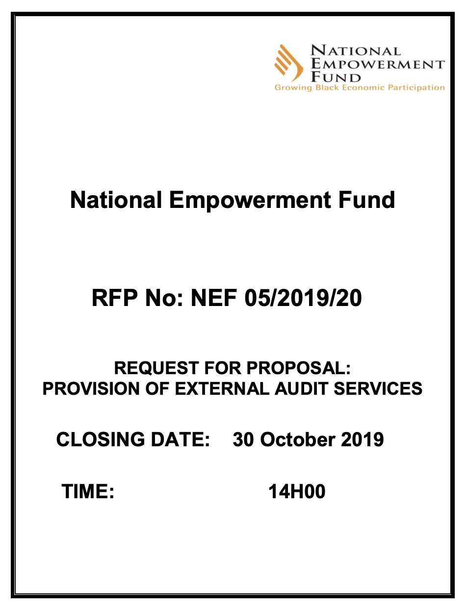 RFP 05 2019 20 – External Audit Services Tender