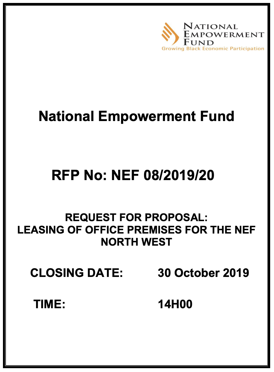 RFP 08 2019-2020 – Leasing Of Office Premises For NEF North West